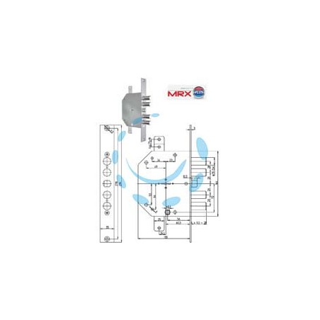 SERRATURA TRIPLICE INFILARE SCROCCO DOPPIA MAPPA BLINDATE REV. 2151MRX - mm.60 (2151MRX-01N)