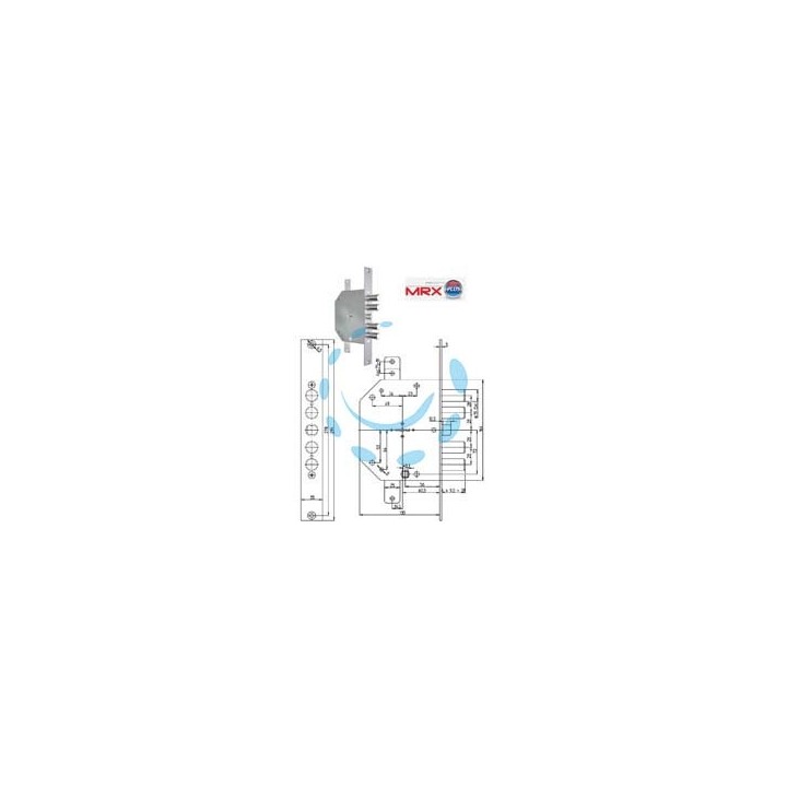 SERRATURA TRIPLICE INFILARE SCROCCO DOPPIA MAPPA BLINDATE REV. 2151MRX - mm.60 (2151MRX-01N)
