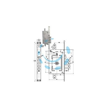 SERRATURA TRIPLICE INFILARE SCROCCO DOPPIA MAPPA BLINDATE REV. 2650 - mm.68 (2650-01)
