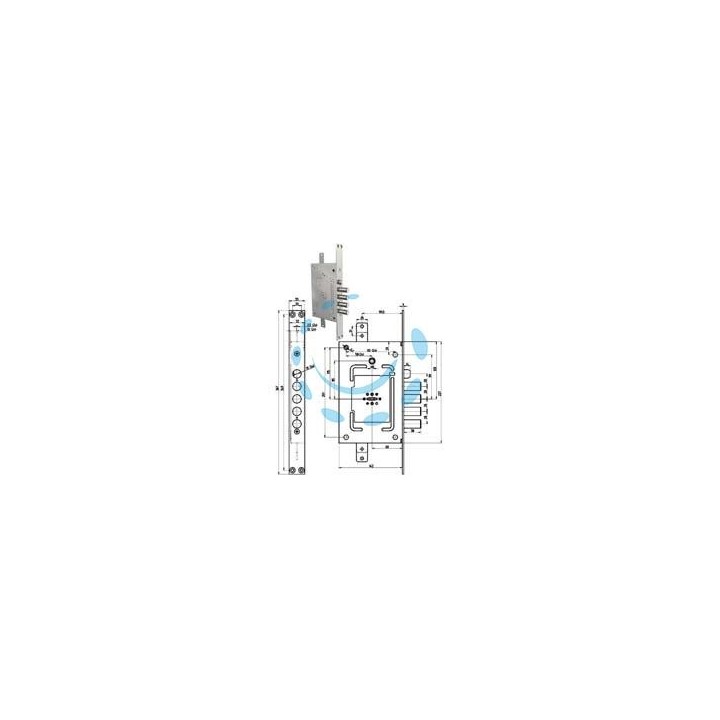 SERRATURA TRIPLICE INFILARE SCROCCO DOPPIA MAPPA BLINDATE REV. 2650 - mm.68, chiave mm.116 (2650-03)