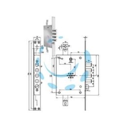 SERRATURA TRIPLICE INFILARE SCROCCO DOPPIA MAPPA BLINDATE REV. 7051 - mm.73, chiave mm.92 (7051-01)