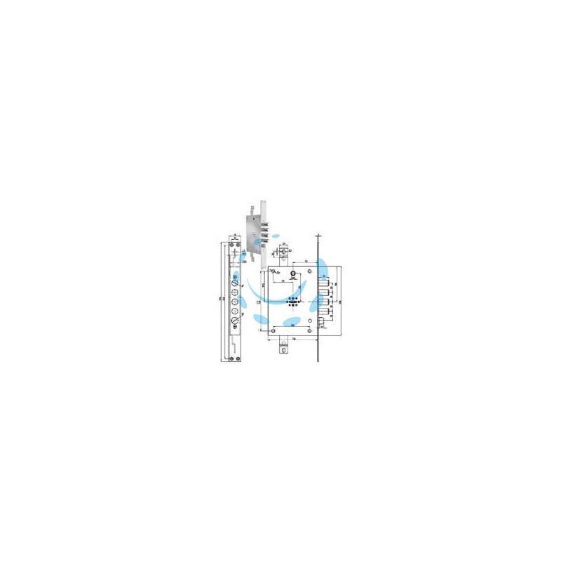 SERRATURA TRIPLICE INFILARE SCROCCO DOPPIA MAPPA BLINDATE REV. 7051 - mm.73, chiave mm.92 (7051-01)