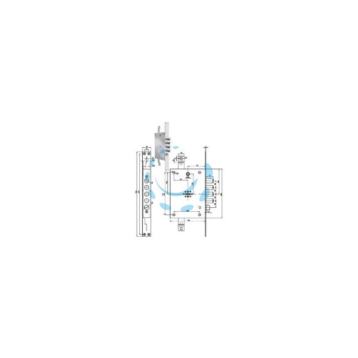 SERRATURA TRIPLICE INFILARE SCROCCO DOPPIA MAPPA BLINDATE REV. 7051 - mm.73, chiave mm.92 (7051-01)