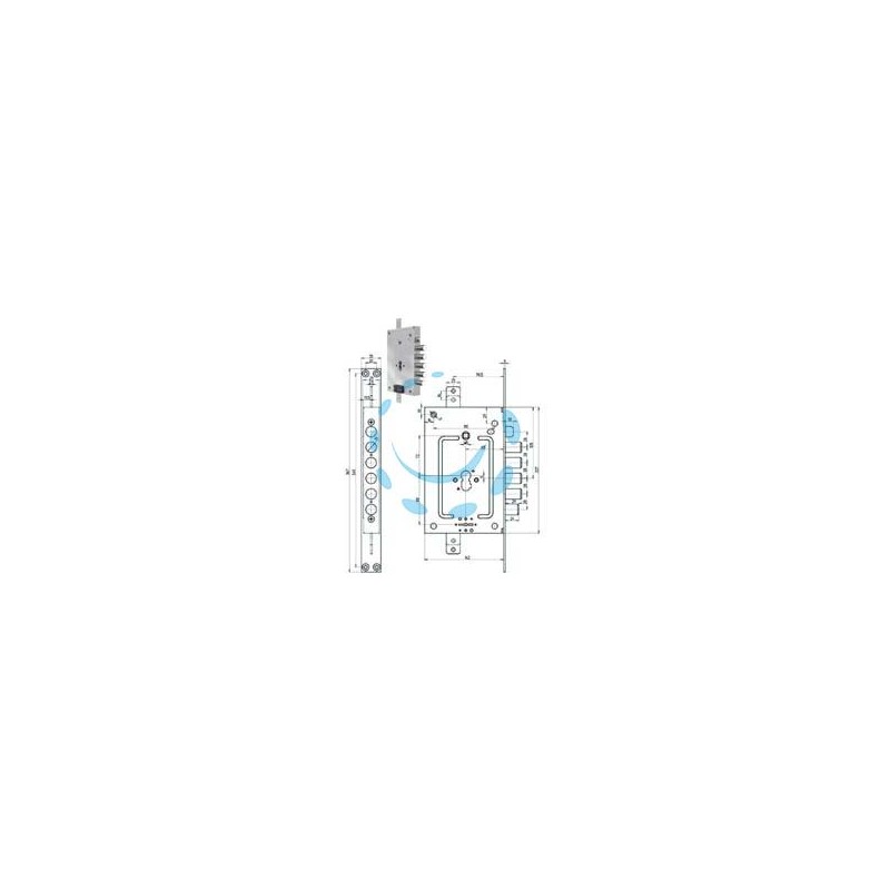 SERRATURA TRIPLICE APPLICARE SCR. CIL. EUR. + D/M BLIND.REV. 2956 PEN - mm.68, chiave mm.116 (2956PEN-02)