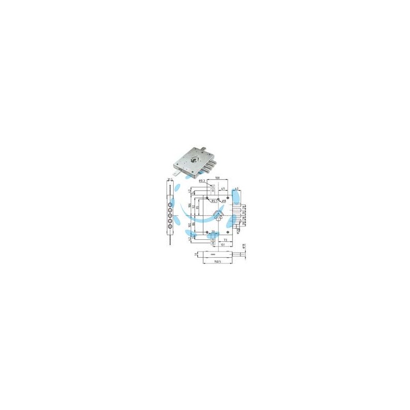 SERRATURA TRIPL.APPLICARE CILINDRO EU CON SCROCCO BLIND. HEAVY MM.73 - mm.73 SX (SER NE42 7 S)
