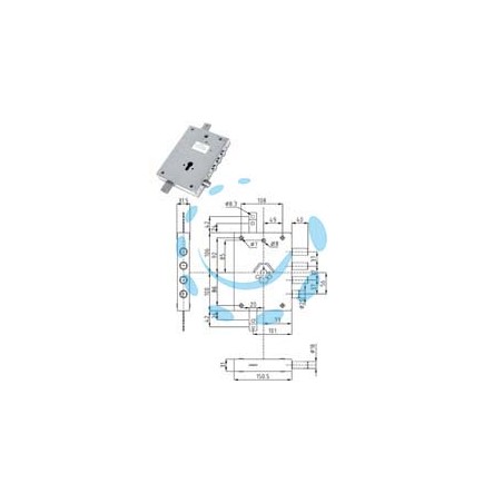 SERRATURA TRIPLICE APPLICARE CILINDRO EU CON SCROCCO BLIND. HEAVY - mm.73 (IMB NE43 7) reversibile in busta