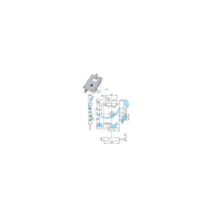 SERRATURA TRIPLICE APPLICARE CILINDRO EU CON SCROCCO BLIND. HEAVY - mm.73 (IMB NE43 7) reversibile in busta