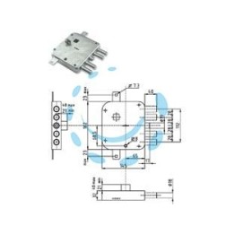SERRATURA TRIPLICE APPLICARE CON SCROCCO DOPPIA MAPPA BLINDATE STRONG - mm.65 DX (SER 3221 2DB)