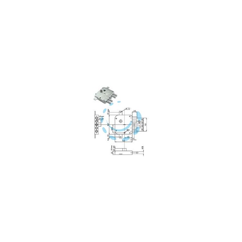 SERRATURA TRIPLICE APPLICARE CON SCROCCO DOPPIA MAPPA BLINDATE STRONG - mm.65 DX (SER 3221 2DB)