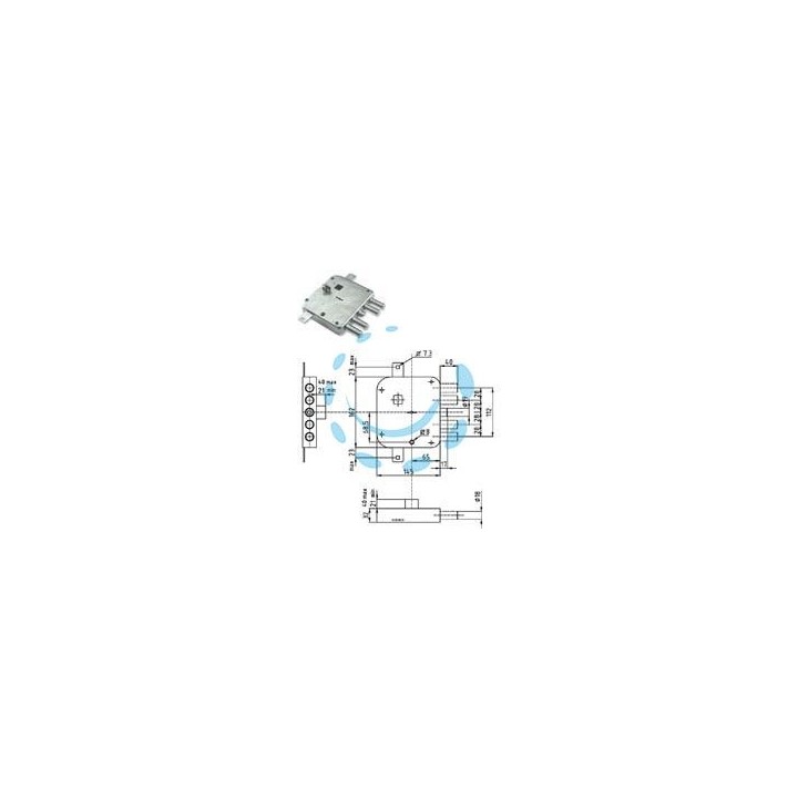 SERRATURA TRIPLICE APPLICARE CON SCROCCO DOPPIA MAPPA BLINDATE STRONG - mm.65 SX (SER 3222 2SB)