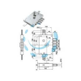 SERRATURA TRIPLICE APPLICARE SCROCCO DOPPIA MAPPA BLIND.HEAVY MM.63 - mm.63 SX (IMB 6112 SE) in busta