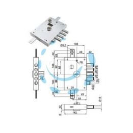 SERRATURA TRIPLICE APPLICARE SCROCCO DOPPIA MAPPA BLIND. HEAVY MM.73 - mm.73 DX (IMB 7111 DE) in busta