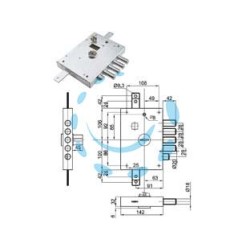 SERRATURA TRIPLICE APPLICARE SCROCCO DOPPIA MAPPA BLIND. HEAVY MM.73 - mm.73 DX (IMB 7111 DE) in busta