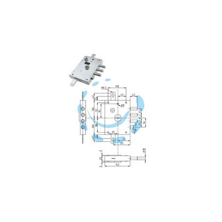 SERRATURA TRIPLICE APPLICARE CON SCROCCO DOPPIA MAPPA BLIND. HEAVY - mm.73 DX (IMB 7141 1 DE) in busta