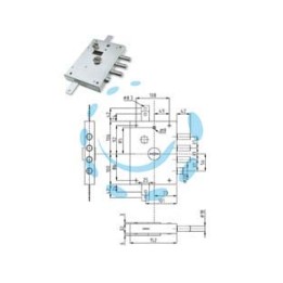 SERRATURA TRIPLICE APPLICARE CON SCROCCO DOPPIA MAPPA BLIND. HEAVY - mm.73 SX (IMB 7142 1 SE) in busta