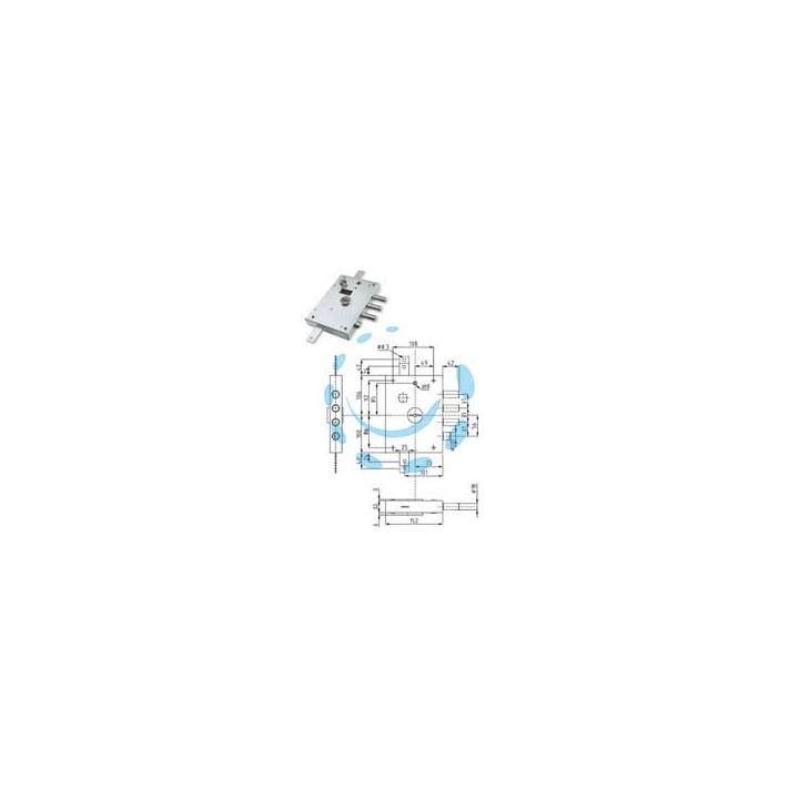 SERRATURA TRIPLICE APPLICARE CON SCROCCO DOPPIA MAPPA BLIND. HEAVY - mm.73 SX (IMB 7142 1 SE) in busta