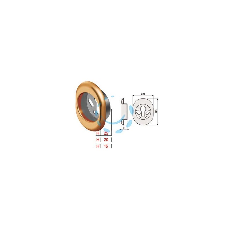 BOCCHETTA ANTISTRAPPO KT52 BRONZATO - mm.68x88x20h ø mm.50 (KT5239)
