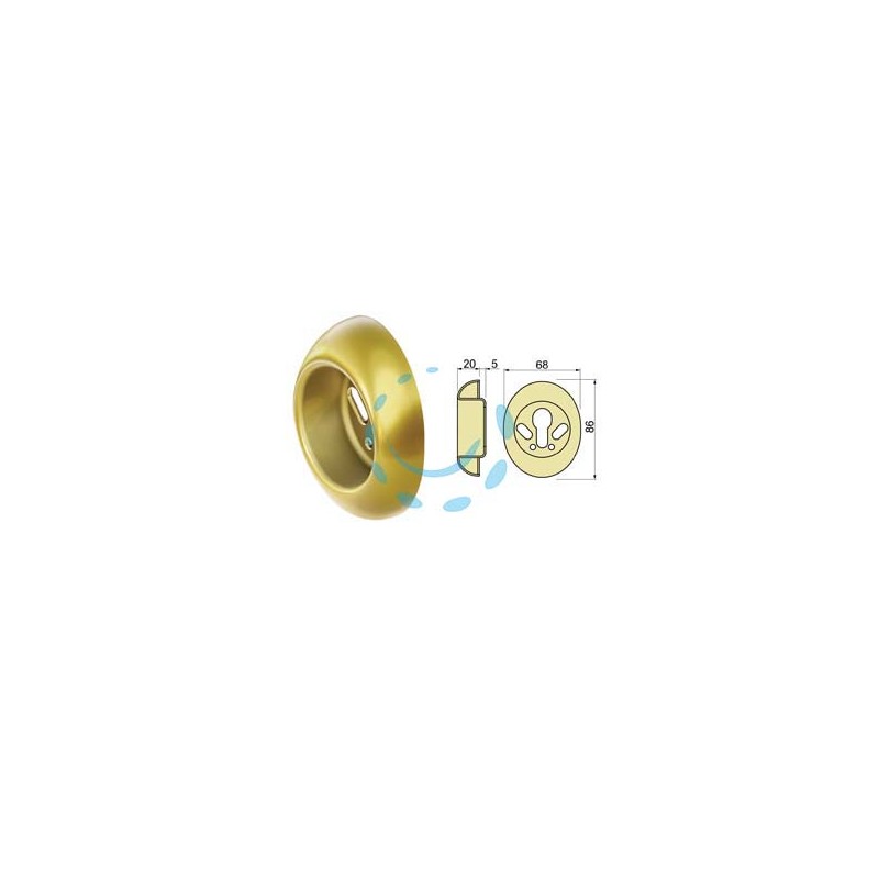 BOCCHETTA ANTISTRAPPO A5683GR OTTONATO LUCIDO mm.68x86x25h. - ø mm.50 (A5683GRI2)