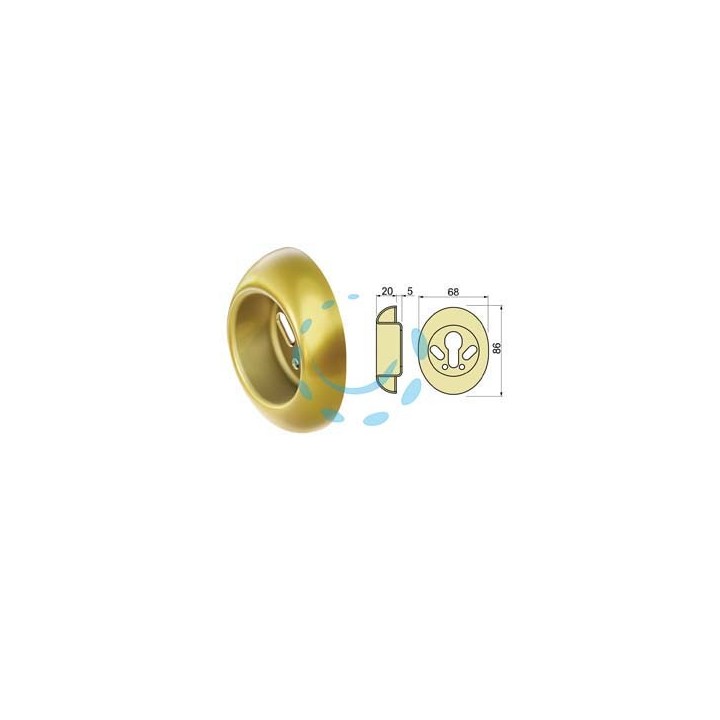BOCCHETTA ANTISTRAPPO A5683GR OTTONATO LUCIDO mm.68x86x25h. - ø mm.50 (A5683GRI2)