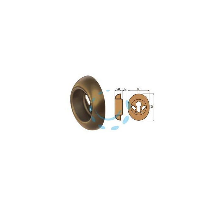 BOCCHETTA ANTISTRAPPO A5683GR BRONZATO mm.68x86x25h. - ø mm.50 (A5683GRFB)
