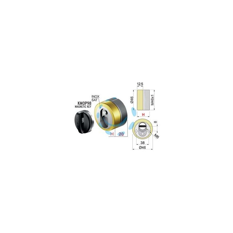 DEFENDER MAGNETICO MAG MONOLITO ANTIACIDO MR460 OTTONATO LUCIDO - ø mm.46x20h. (MR460-20D1)