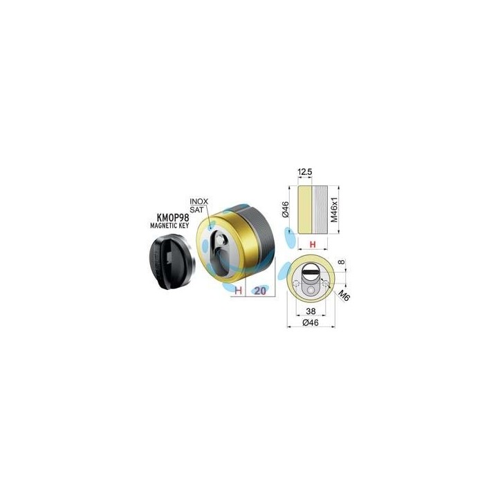 DEFENDER MAGNETICO MAG MONOLITO ANTIACIDO MR460 OTTONATO LUCIDO - ø mm.46x20h. (MR460-20D1)