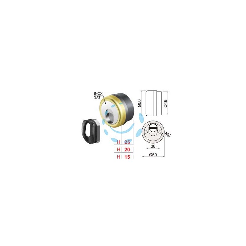 DEFENDER MAGNETICO MAG MONOLITO ANTIACIDO MR500 OTTONATO LUCIDO - ø mm.50x25h. 3 chiavi (MR500-25D1)