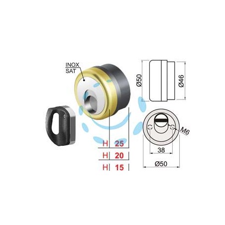 DEFENDER MAGNETICO MAG MONOLITO ANTIACIDO MR500 OTTONATO LUCIDO - ø mm.50x25h. 3 chiavi (MR500-25D1)