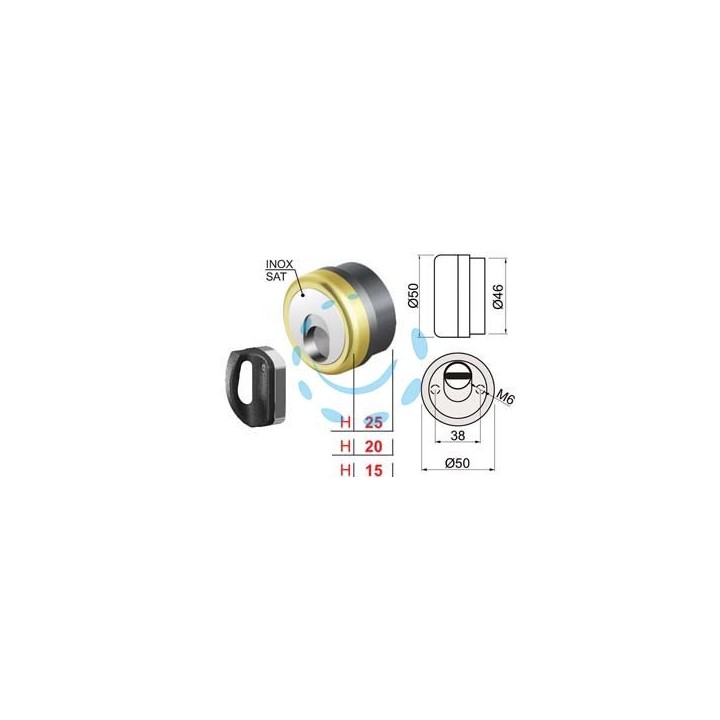 DEFENDER MAGNETICO MAG MONOLITO ANTIACIDO MR500 OTTONATO LUCIDO - ø mm.50x25h. 5 chiavi (MR500-25D1)