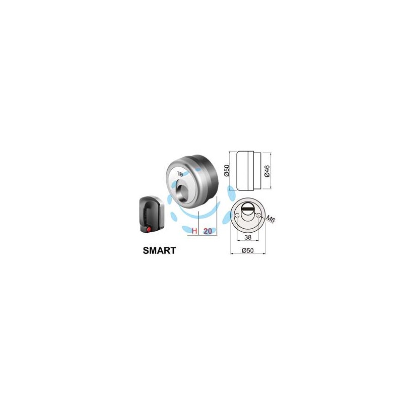 DEFENDER MAGNETICO SMART MR500 CROMO SATINATO - ø mm.50x20h. - 3 chiavi magnetiche (SM50-20D1)