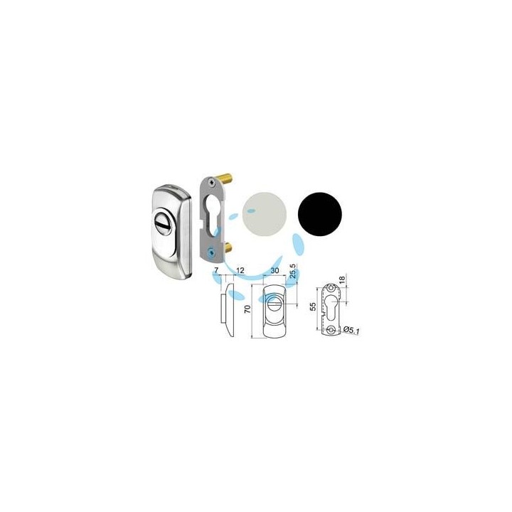 DEFENDER PER CILINDRO SAGOMATO SG15 - mm.70x30x19h. acciaio inox satinato