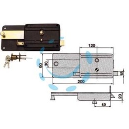 FERROGLIETTO APPLICARE CON CATENACCIO E SCROCCO CIL.STACCATO 230CS - mm.60 (230/CS)