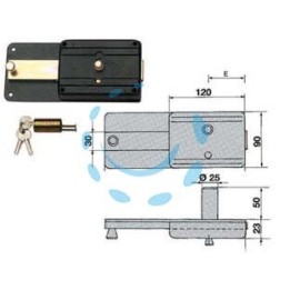 FERROGLIETTO APPLICARE CON CATENACCIO CILINDRO FISSO 220CF - mm.60 (220/CF)