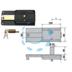 FERROGLIETTO APPLICARE CON CATENACCIO CILINDRO FISSO 220CF - mm.60 (220/CF)
