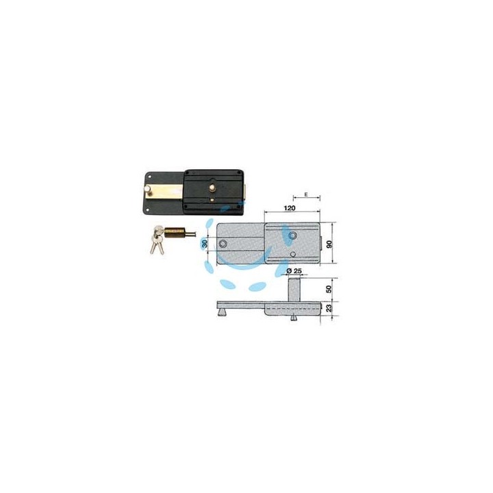 FERROGLIETTO APPLICARE CON CATENACCIO CILINDRO FISSO 220CF - mm.60 (220/CF)