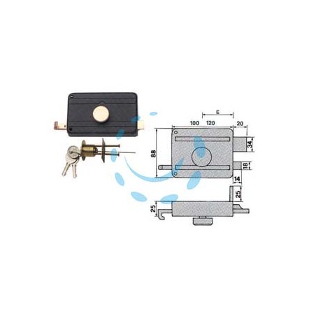SERRATURE APPLICARE PER PORTE IN LEGNO POMOLO INTERNO CATEN.SCR. 270CS - mm.60 (270/CS)