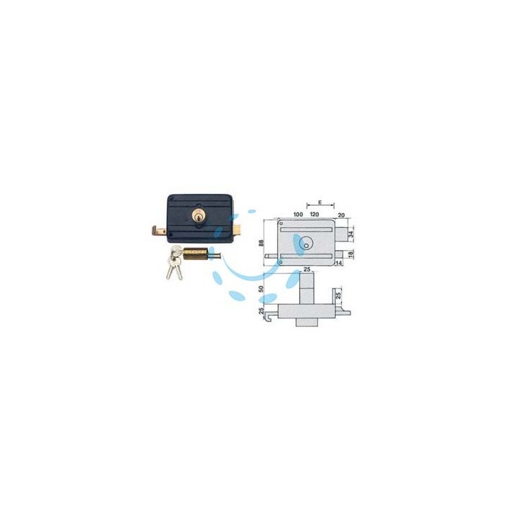 SERRATURA APPLICARE PORTE IN LEGNO CATEN.SCR. DOPPIO CIL.FISSO 210DCF - mm.60 (210/DCF)