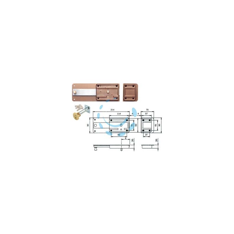 FERROGLIETTO APPLICARE CON CATENACCIO CILINDRO STACCATO 300 - mm.50 (300506)