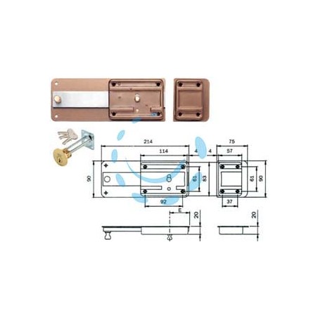 FERROGLIETTO APPLICARE CON CATENACCIO CILINDRO STACCATO 300 - mm.50 (300506)