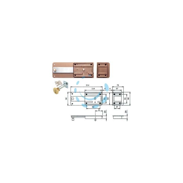 FERROGLIETTO APPLICARE CON CATENACCIO CILINDRO STACCATO 300 - mm.50 (300506)