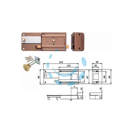 FERROGLIETTO APPLICARE CON CATENACCIO SCROCCO CIL.STACCATO 340 - mm.50 (340506)