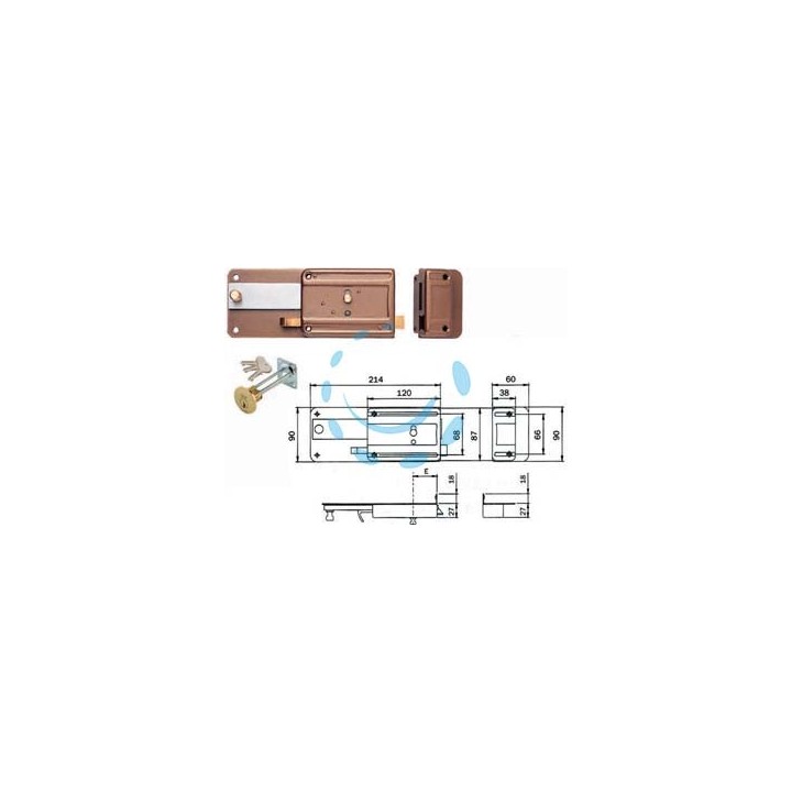 FERROGLIETTO APPLICARE CON CATENACCIO SCROCCO CIL.STACCATO 340 - mm.60 (340606)