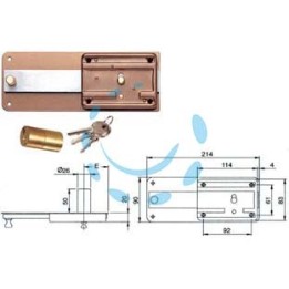 FERROGLIETTO APPLICARE CON CATENACCIO CILINDRO FISSO 315 - mm.50 (315506)