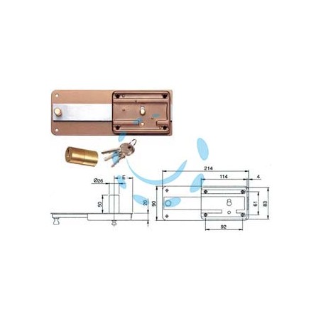 FERROGLIETTO APPLICARE CON CATENACCIO CILINDRO FISSO 315 - mm.60 (315606)