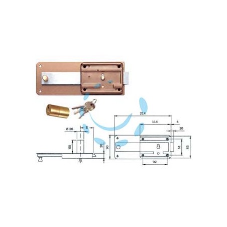 FERROGLIETTO APPLICARE CON CATENACCIO CILINDRO FISSO 315 - mm.50 (315505)