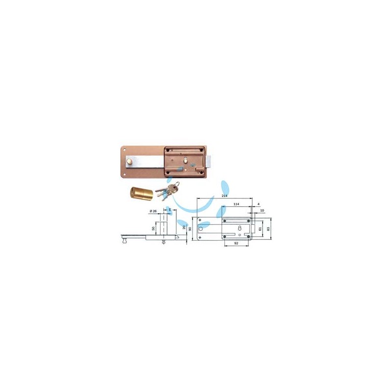 FERROGLIETTO APPLICARE CON CATENACCIO CILINDRO FISSO 315 - mm.60 (315605)