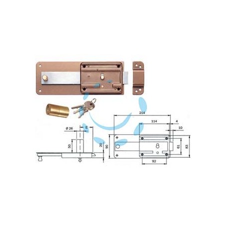 FERROGLIETTO APPLICARE CATENACCIO SCROCCO CILINDRO FISSO 3105 - mm.50 (310504500)