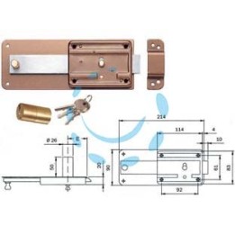 FERROGLIETTO APPLICARE CATENACCIO SCROCCO CILINDRO FISSO 3105 - mm.60 (310504600)
