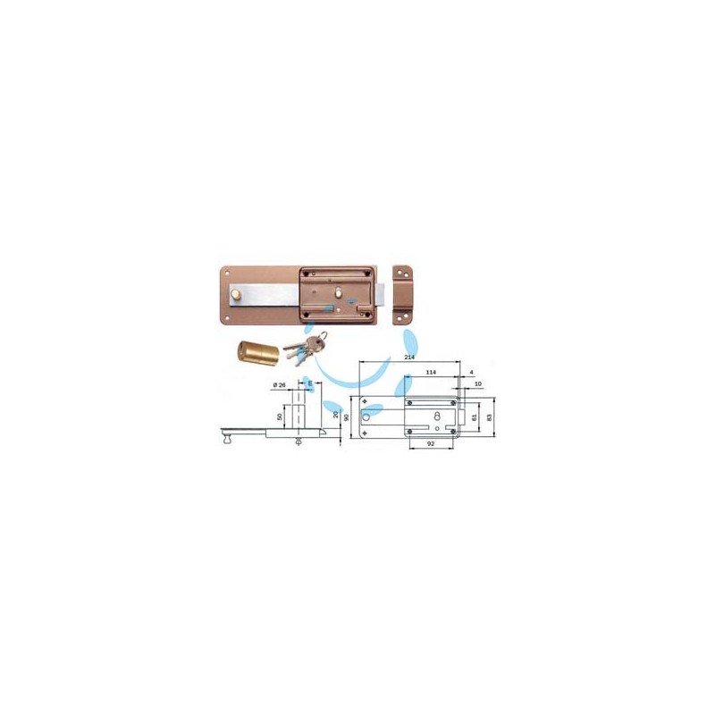 FERROGLIETTO APPLICARE CATENACCIO SCROCCO CILINDRO FISSO 3105 - mm.60 (310504600)