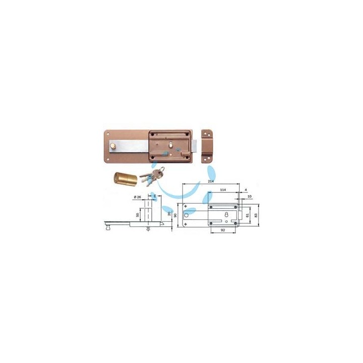 FERROGLIETTO APPLICARE CATENACCIO SCROCCO CILINDRO FISSO 3105 - mm.60 (310504600)